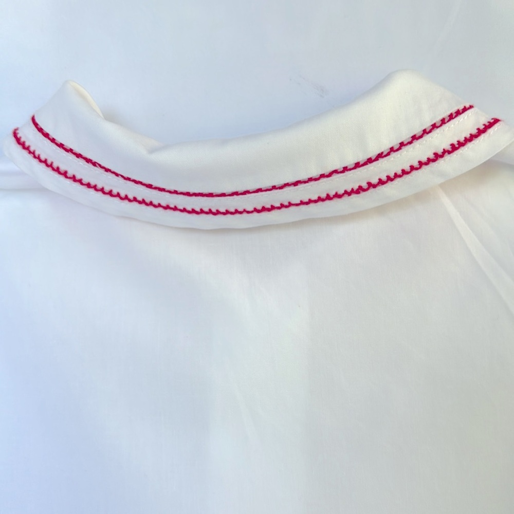 VINTAGE NWOT SPAIN NECK & NECK JUNIOR WHITE SHORT SLEEVE SHIRT RED TRIM 4TUNISEX - Picture 7 of 11